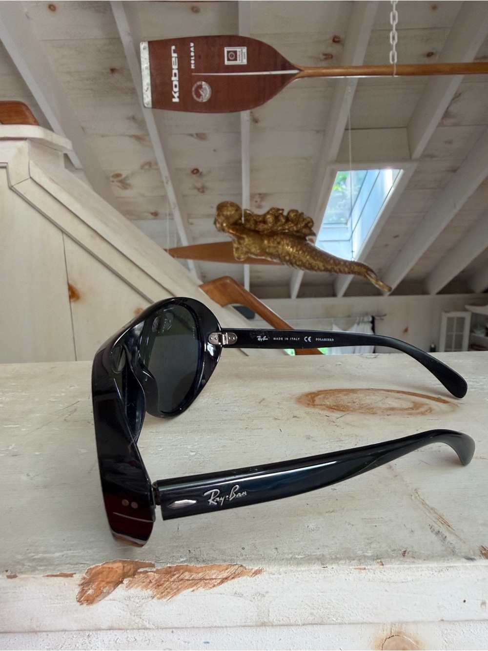 Ray-Ban Black Frame Sunglasses with Dark Green Lenses - Picture 3 of 8